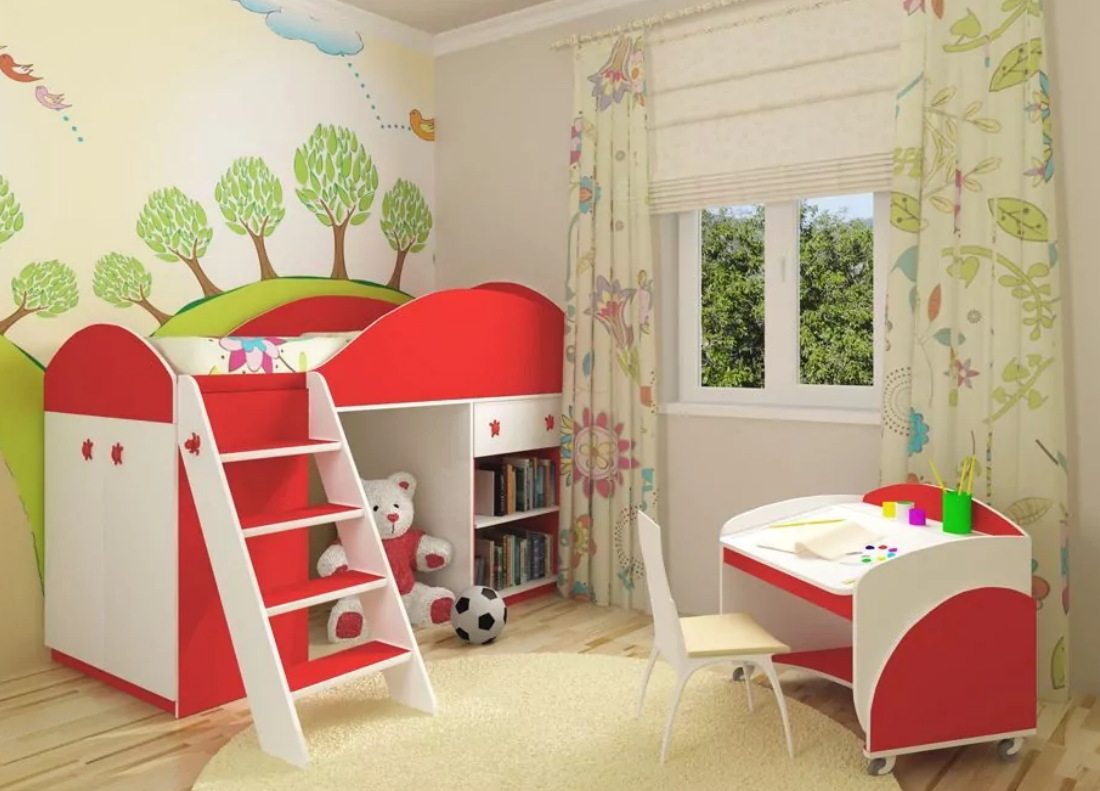 Кровать и рабочий стол в детской по Фэн Шуй